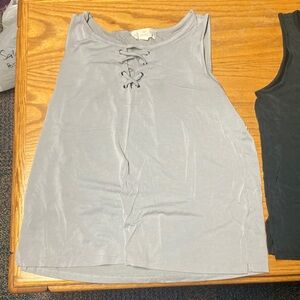 Pink Republic Light Gray Lace-Up Tank Top